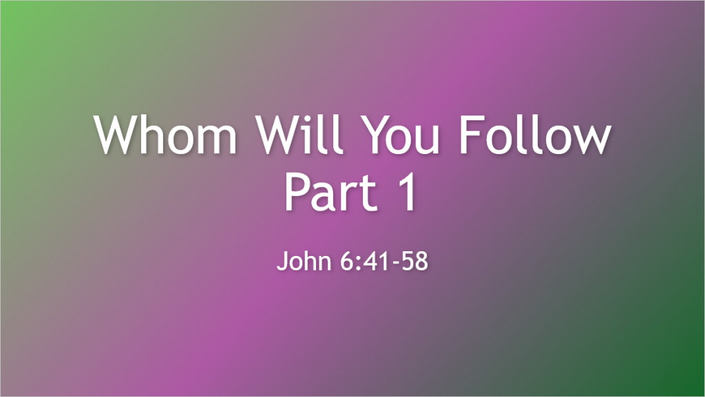 Whom Will You Follow – part 1